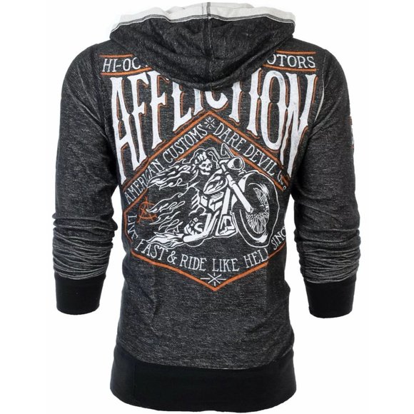 AFFLICTION Men's HOODIE Sweat Shirt ZIP UP Jacket - Picture 6 of 9